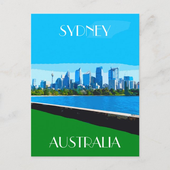 Sydney Harbour Vintage Travel Art Postcard (Front)