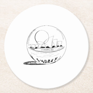 Sydney in a glass globe round paper coaster