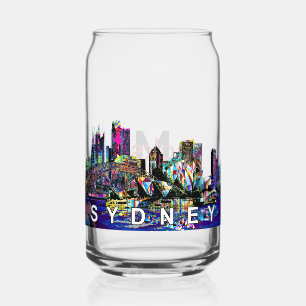 Sydney in graffiti with monogram can glass