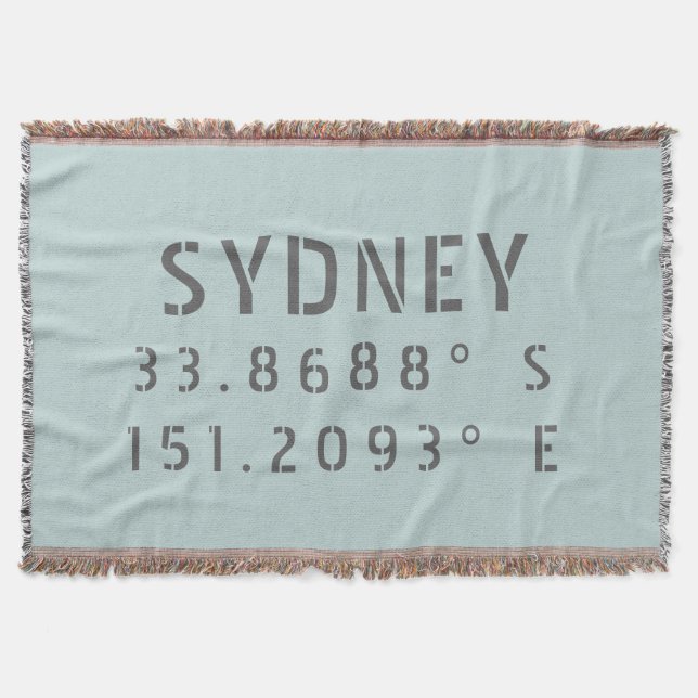 Sydney Latitude and Longitude Throw Blanket (Front)