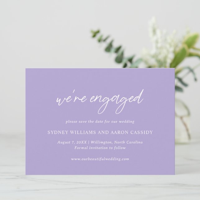 Sydney Lavender Modern Wedding Save The Date (Standing Front)