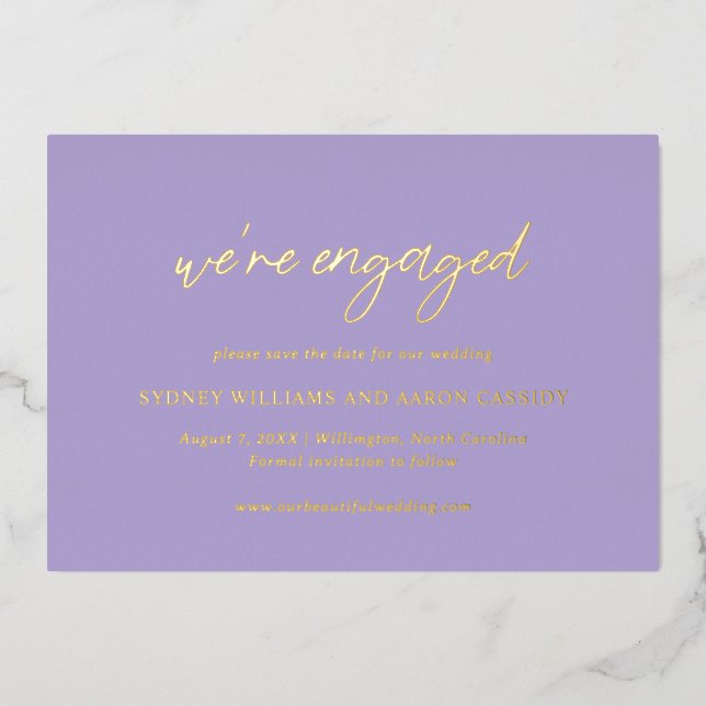 Sydney Lavender Modern Wedding Save the Date (Front)