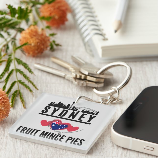 Sydney Loves Fruit Mince Pies Cityscape Key Ring (Front Right)
