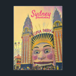Sydney Luna Park fun park digital art travel Postcard<br><div class="desc">Travel print of Sydney's Luna Park ferris wheel and smiling face entrance fun park in an arty modern colourful style of travel art print. Colourful and fun in the city of Sydney,  Australia.</div>