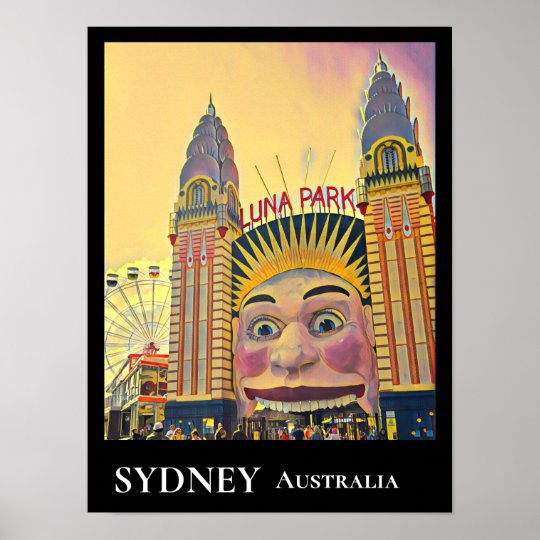Sydney Luna Park funpark vintage travel wall decor ...