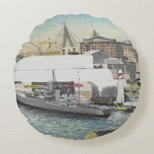 Sydney Maritime Museum from Hotel Balcony. 1998 Round Cushion