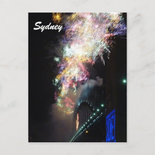 sydney new year fireworks holiday postcard