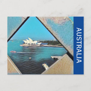 sydney opera blue postcard