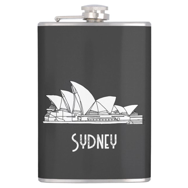 Sydney Opera House Australia drawing souvenir Hip Flask (Front)