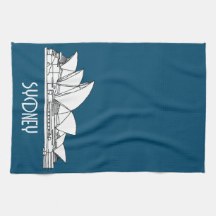 Sydney Opera House Australia drawing souvenir Tea Towel