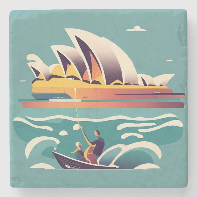 Sydney Opera House Australia painting souvenir Stone Coaster (Front)