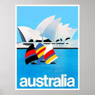 Sydney Opera House Australia vintage travel Poster