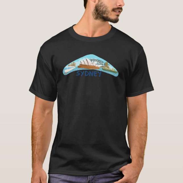 Sydney Opera House Harbour Bridge Boomerang T-Shirt (Front)