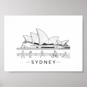 Sydney Opera House Minimalist Line Drawing Poster