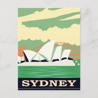 Sydney Opera House Vintage Poster, Your Message Postcard