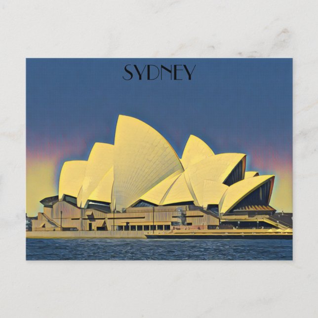 Sydney Opera House Vintage Travel Art Postcard (Front)