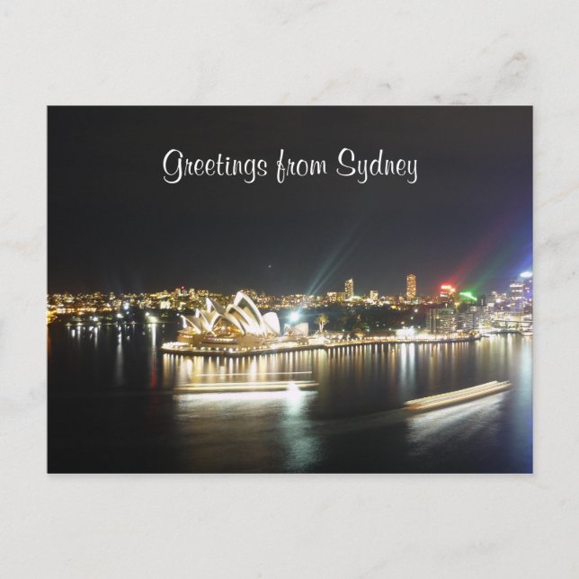 sydney opera night ferries postcard (Front)