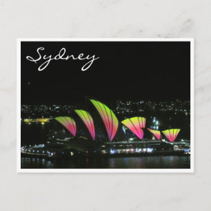 sydney opera vivid orange postcard