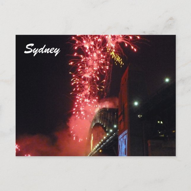 sydney red fireworks holiday postcard (Front)