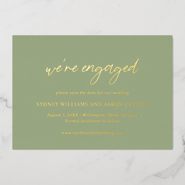Sydney Sage Green Modern Wedding Save the Date (Front)
