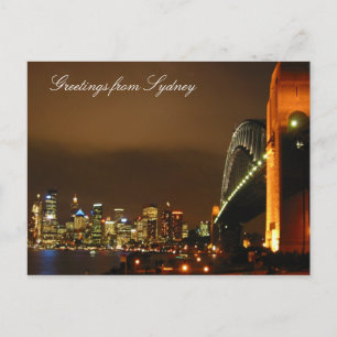 sydney skyline at night postcard