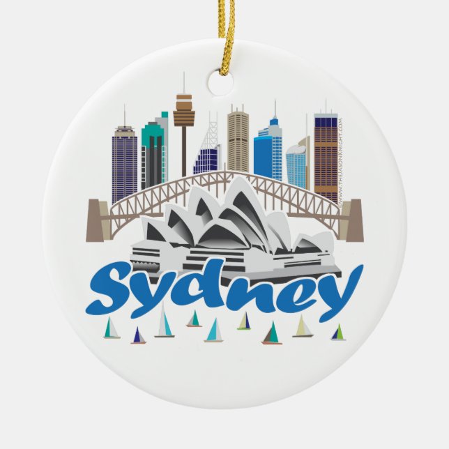 Sydney Skyline Ceramic Ornament (Front)