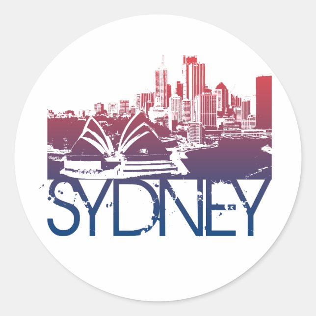 Sydney Skyline Design Classic Round Sticker (Front)