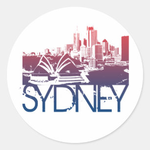 Sydney Skyline Design Classic Round Sticker