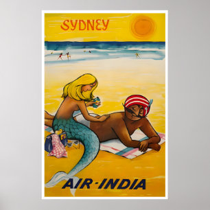 Sydney Travel Poster Australia Beach Art
