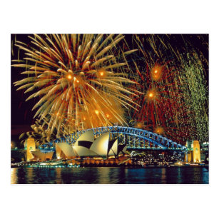 Sydney under Fireworks Postcard