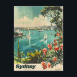 Sydney Vintage Postcard<br><div class="desc">A nostalgic and captivating depiction of Sydney, Australia, highlighting its iconic landmarks and coastal beauty. The design features the Sydney Opera House, Harbour Bridge, and picturesque harbour views, all illustrated in a vintage style. This artwork captures the vibrant and dynamic spirit of Sydney, inviting viewers to experience its timeless charm...</div>