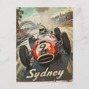 Sydney vintage racing car postcard