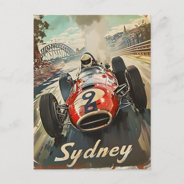 Sydney vintage racing car postcard (Front)