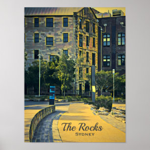 Sydney vintage The Rocks scenic travel Poster