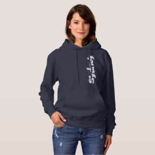 Sydney - White Faded Letters On Blue Hoodie