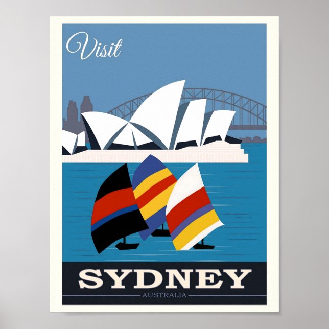 Sydney's Opera House and Harbour Bridge, Travel Poster (Front)