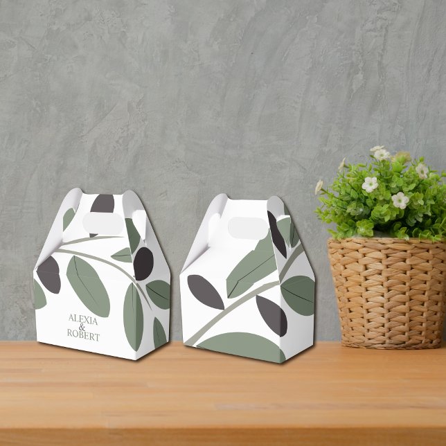 Sylized Olive branch Mediterranean charm wedding Favour Box (Creator Uploaded)