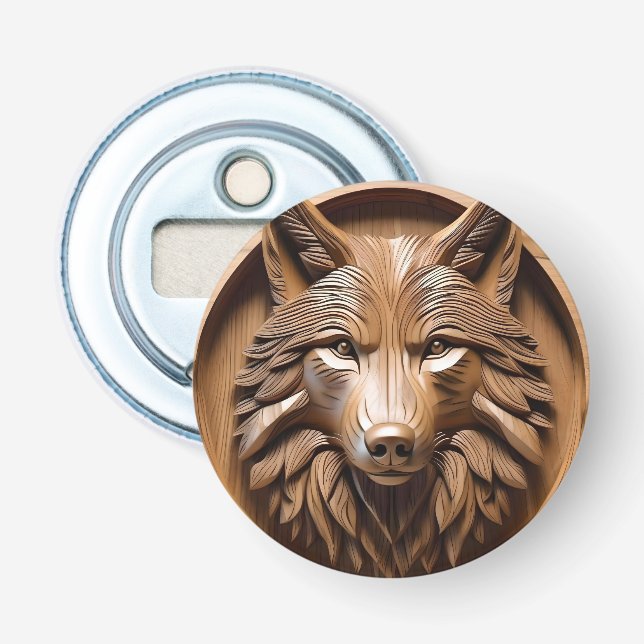 Sylvan Sentinel: The Majestic Wood Wolf Print Bottle Opener (Front)