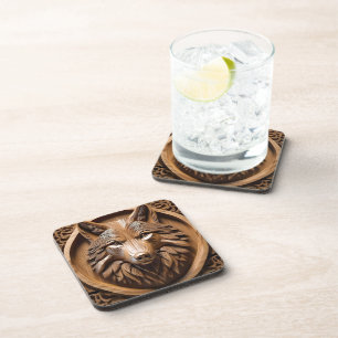 Sylvan Sentinel: The Majestic Wood Wolf Print, Coaster