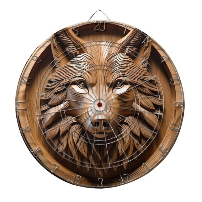 Sylvan Sentinel: The Majestic Wood Wolf Print Dartboard (Front)