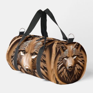 Sylvan Sentinel: The Majestic Wood Wolf Print Duffle Bag