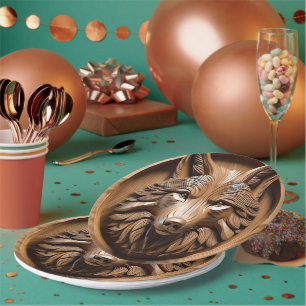 Sylvan Sentinel: The Majestic Wood Wolf Print Paper Plate