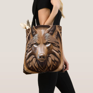 Sylvan Sentinel: The Majestic Wood Wolf Print Tote Bag
