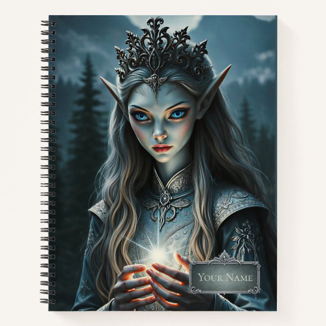 Sylvarae Nightwhisper – Fantasy Elf Sorceress  Notebook (Front)