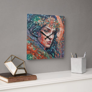 “Sylvarra” - Whispers in the Tesserae    Square Wall Clock