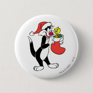 SYLVESTER™ Cat with Stocking 6 Cm Round Badge