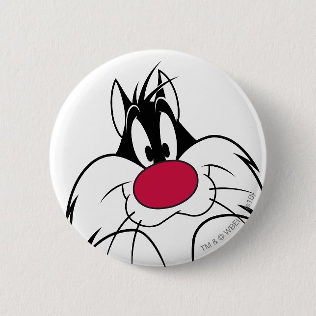 SYLVESTER™ Red Nose Face 6 Cm Round Badge (Front)