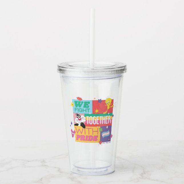 SYLVESTER™ & TWEETY™| We Fight Together With Pride Acrylic Tumbler (Front)
