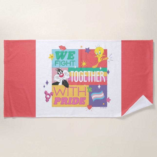 SYLVESTER™ & TWEETY™| We Fight Together With Pride Beach Towel (Front)