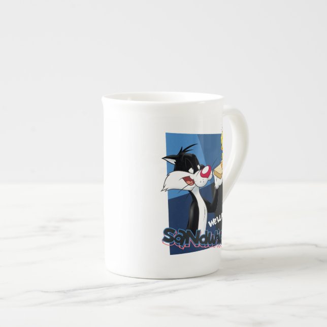 SYLVESTER™ & TWEETY™ "We'll Play Sandwich" Bone China Mug (Front Right)